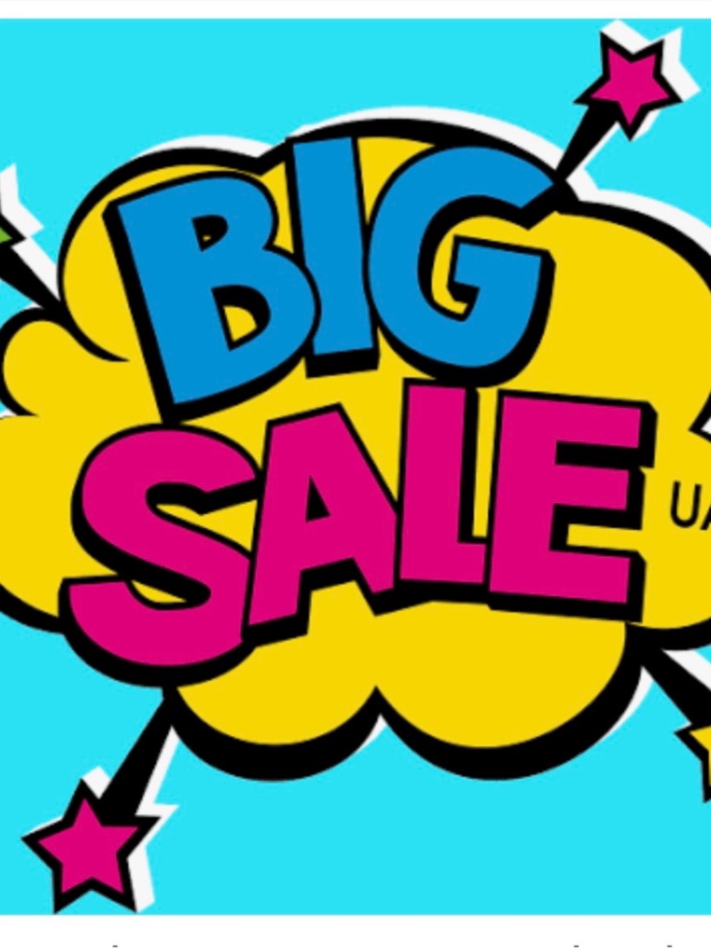 Big Sale Graphic Tee or Print - Bright Yellow, Cyan, Magenta